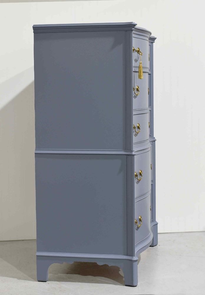 Mid Century Colonial Style Mahogany 5 Drawer Highboy by Berkey and Gay - Newly Painted