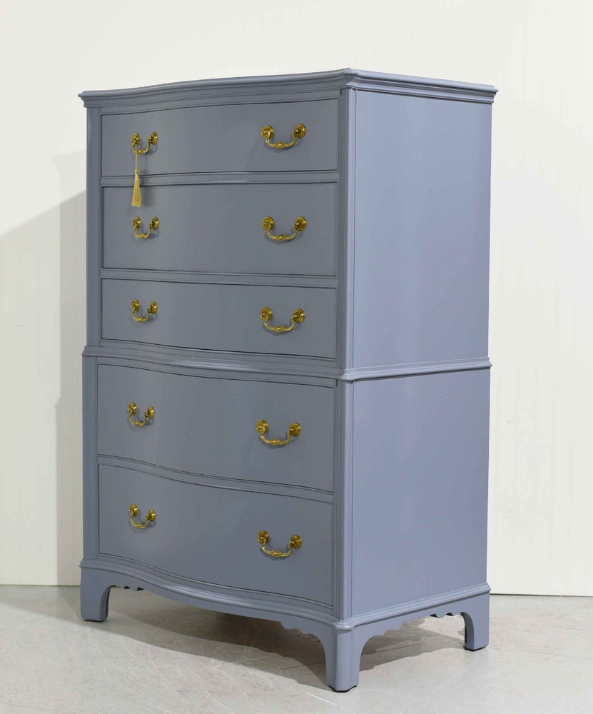 Mid Century Colonial Style Mahogany 5 Drawer Highboy by Berkey and Gay - Newly Painted