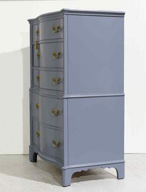 Mid Century Colonial Style Mahogany 5 Drawer Highboy by Berkey and Gay - Newly Painted