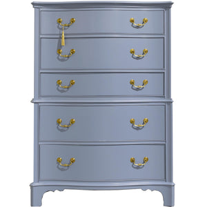 Mid Century Colonial Style Mahogany 5 Drawer Highboy by Berkey and Gay - Newly Painted