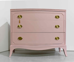 Mid Century Federal Style Mahogany 3 Drawer Chest in Pink  - Newly Painted