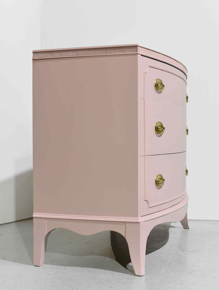 Mid Century Federal Style Mahogany 3 Drawer Chest in Pink  - Newly Painted