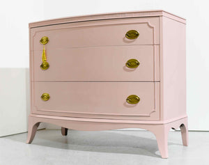 Mid Century Federal Style Mahogany 3 Drawer Chest in Pink  - Newly Painted