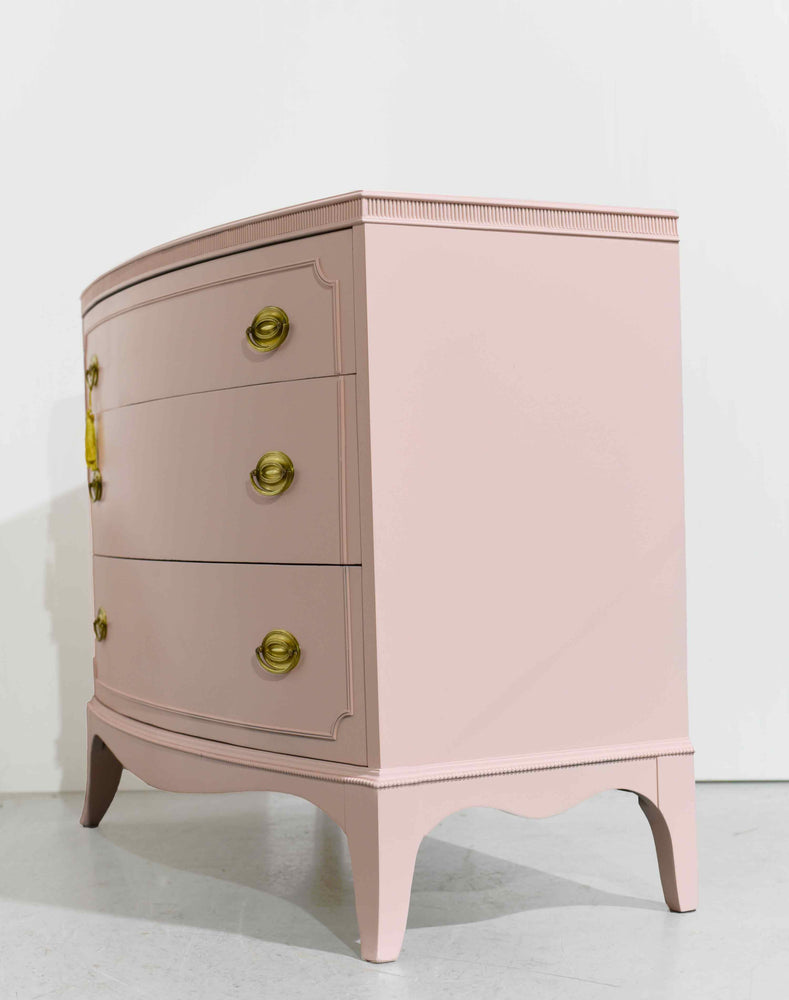 Mid Century Federal Style Mahogany 3 Drawer Chest in Pink  - Newly Painted