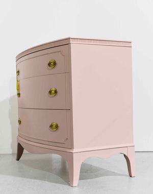 Mid Century Federal Style Mahogany 3 Drawer Chest in Pink  - Newly Painted