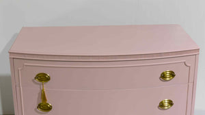 Mid Century Federal Style Mahogany 3 Drawer Chest in Pink  - Newly Painted