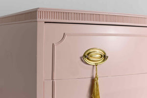 Mid Century Federal Style Mahogany 3 Drawer Chest in Pink  - Newly Painted