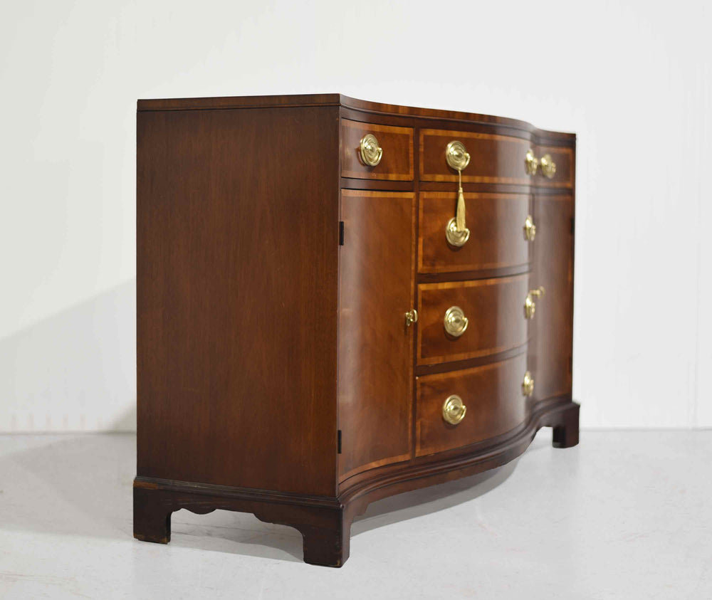 Mid Century Federal Style Banded Mahogany Curve Front Buffet