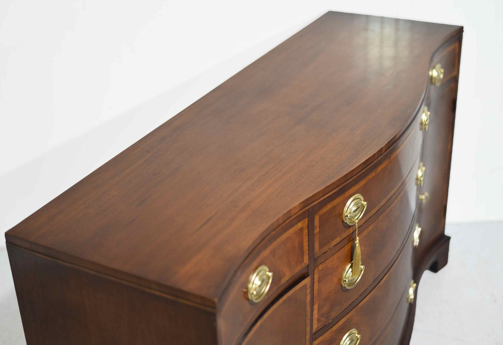Mid Century Federal Style Banded Mahogany Curve Front Buffet