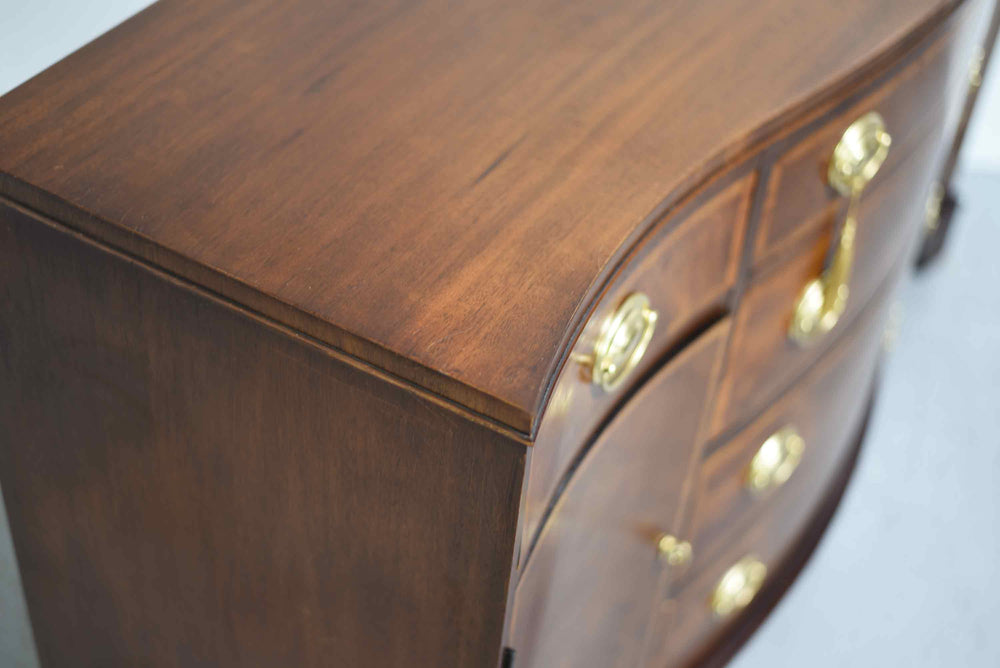 Mid Century Federal Style Banded Mahogany Curve Front Buffet