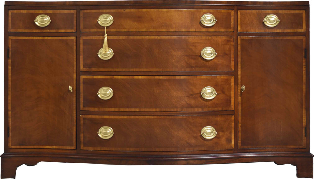 Mid Century Federal Style Banded Mahogany Curve Front Buffet
