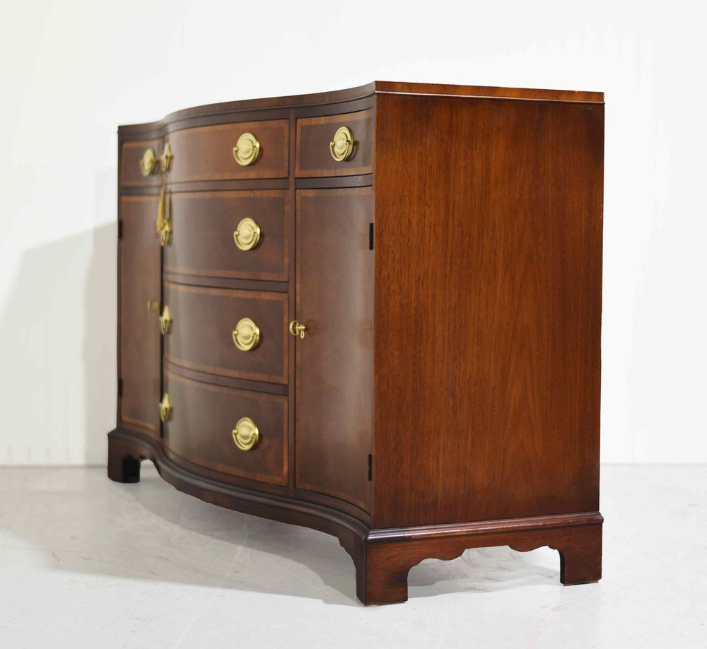 Mid Century Federal Style Banded Mahogany Curve Front Buffet