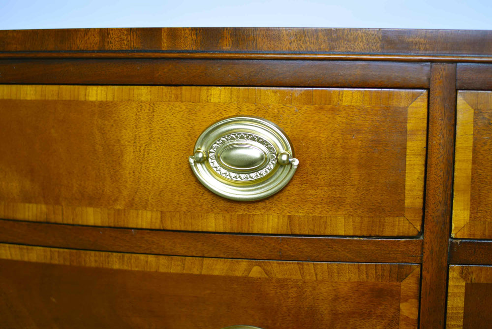 Mid Century Federal Style Banded Mahogany Curve Front Buffet