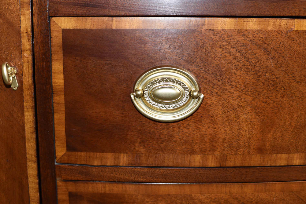 Mid Century Federal Style Banded Mahogany Curve Front Buffet