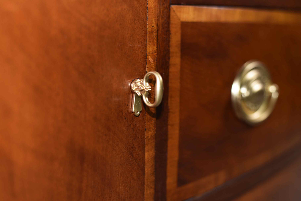 Mid Century Federal Style Banded Mahogany Curve Front Buffet