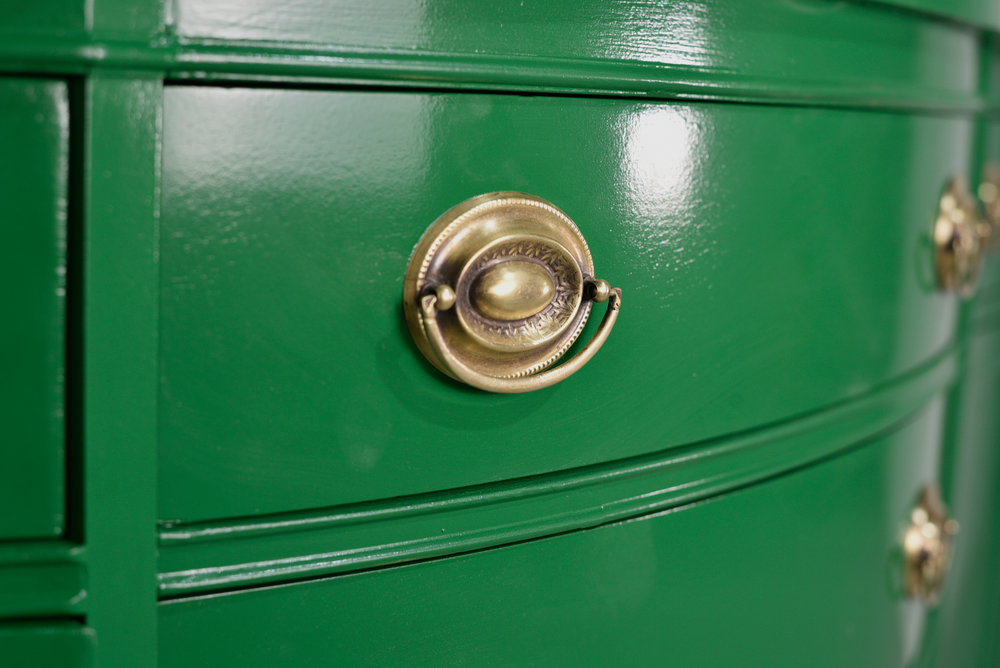 Mid Century Federal Style Buffet Console Travis Court Collection by Drexel in Green- Newly Painted