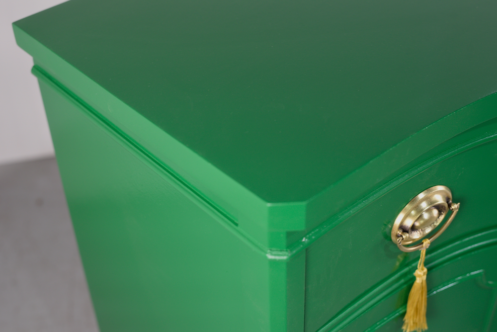 Mid Century Federal Style Buffet Console Travis Court Collection by Drexel in Green- Newly Painted