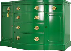 Mid Century Federal Style Buffet Console Travis Court Collection by Drexel in Green- Newly Painted