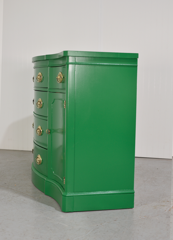 Mid Century Federal Style Buffet Console Travis Court Collection by Drexel in Green- Newly Painted