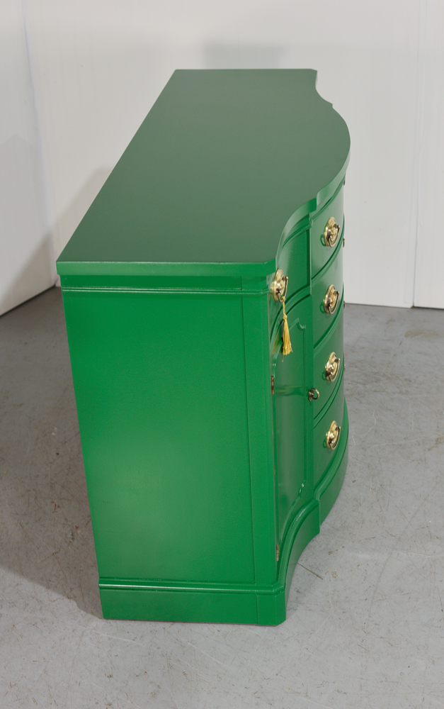 Mid Century Federal Style Buffet Console Travis Court Collection by Drexel in Green- Newly Painted