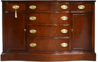 Mid Century Federal Style Curve Front  Buffet with Brass Hardware by Bassett Furniture