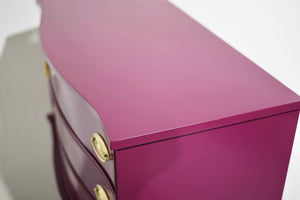 Mid Century Federal Style Mahogany Curved Front Highboy in Purple by Basset- Newly Painted