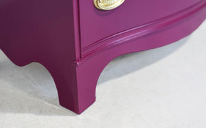 Mid Century Federal Style Mahogany Curved Front Highboy in Purple by Basset- Newly Painted