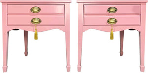 Mid Century Federal Style Nightstands in Pink by Lane Furniture - Newly Painted