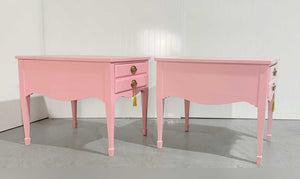 Mid Century Federal Style Nightstands in Pink by Lane Furniture - Newly Painted