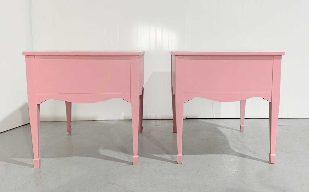 Mid Century Federal Style Nightstands in Pink by Lane Furniture - Newly Painted