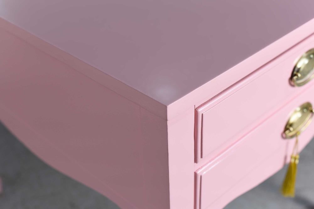 Mid Century Federal Style Nightstands in Pink by Lane Furniture - Newly Painted