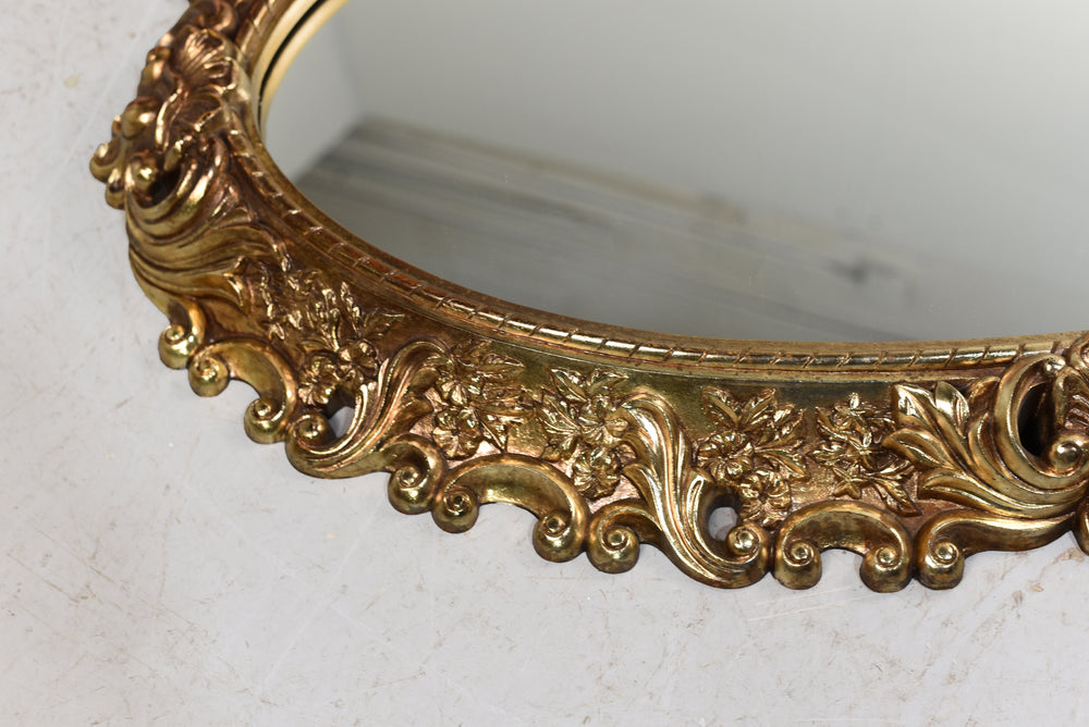 Mid Century Gold Acanthus Leaf Oval Wall Mirror