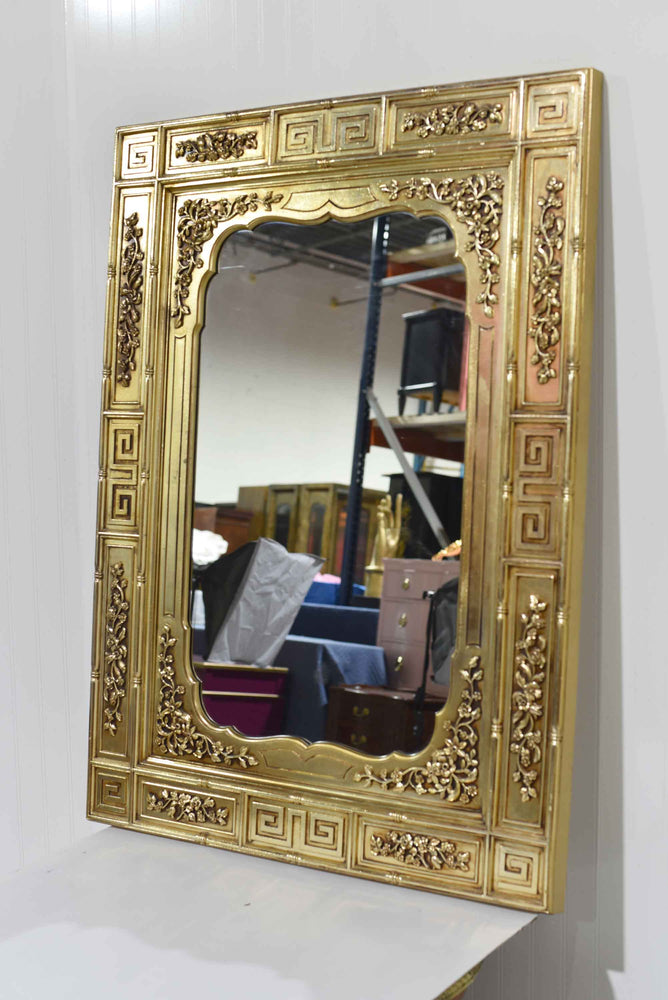 Mid Century Greek Key Faux Bamboo Wall Mirror