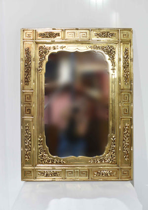 Mid Century Greek Key Faux Bamboo Wall Mirror