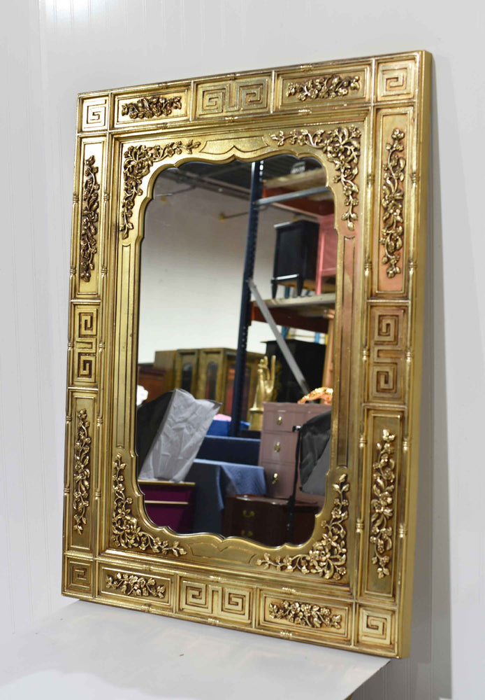 Mid Century Greek Key Faux Bamboo Wall Mirror