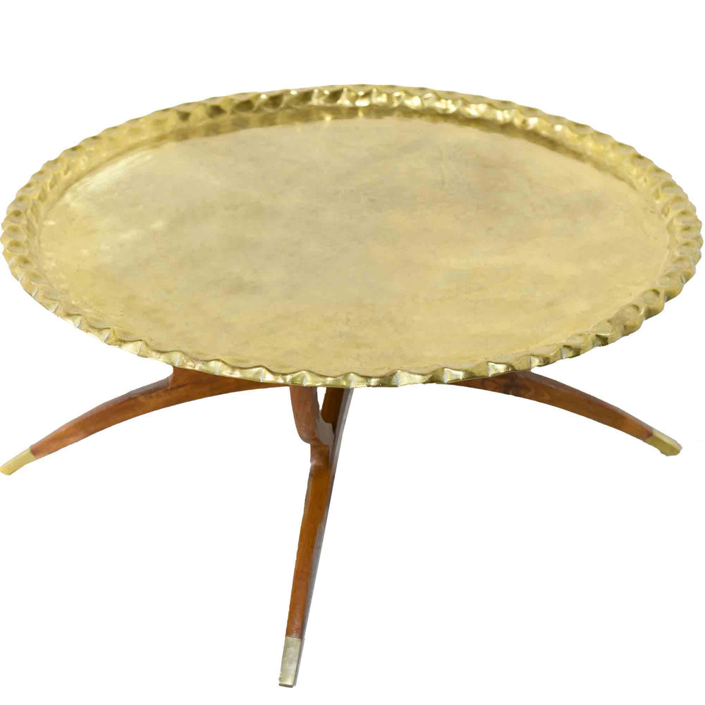 Mid Century Hammered Brass Tray Folding Coffee Table