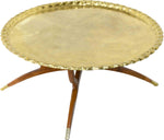 Mid Century Hammered Brass Tray Folding Coffee Table