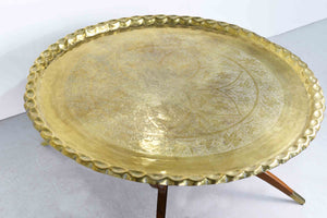 Mid Century Hammered Brass Tray Folding Coffee Table