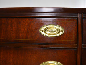 Mid Century Hepplewhite style mahogany sideboard buffet by Bassett Furniture