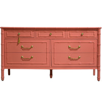 Mid Century Hollywood Regency Faux Bamboo Dresser with Brass Hardware by Thomasville