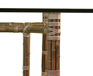Mid Century Hollywood Regency Rectangular Bamboo Dining Table by McGuire With Glass Top