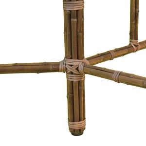 Mid Century Hollywood Regency Rectangular Bamboo Dining Table by McGuire With Glass Top