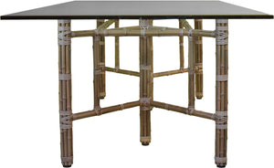 Mid Century Hollywood Regency Rectangular Bamboo Dining Table by McGuire With Glass Top