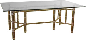 Mid Century Hollywood Regency Rectangular Bamboo Dining Table by McGuire With Glass Top
