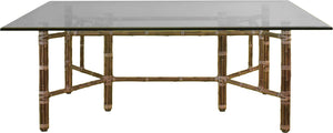 Mid Century Hollywood Regency Rectangular Bamboo Dining Table by McGuire With Glass Top