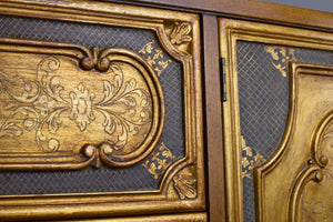 Mid Century Italian Hollywood Regency Gold Leaf Sideboard by Mastercraft