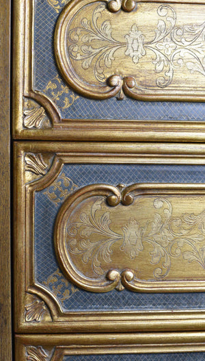 Mid Century Italian Hollywood Regency Gold Leaf Sideboard by Mastercraft