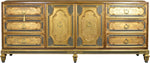 Mid Century Italian Hollywood Regency Gold Leaf Sideboard by Mastercraft