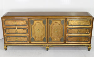 Mid Century Italian Neoclassical Revival Gold Leaf Sideboard by Mastercraft