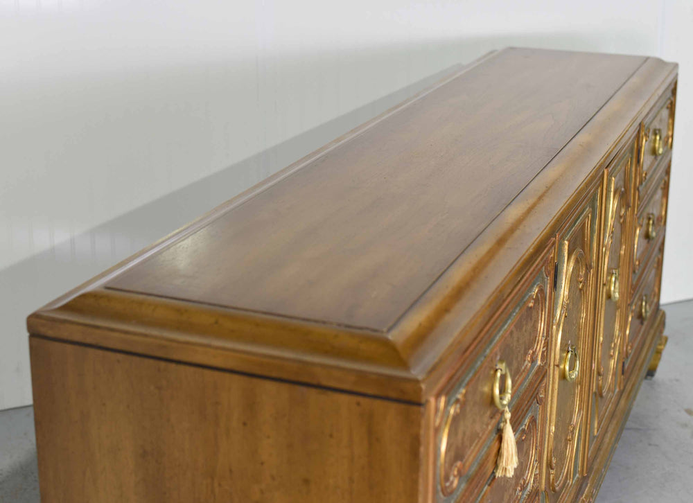Mid Century Italian Hollywood Regency Gold Leaf Sideboard by Mastercraft